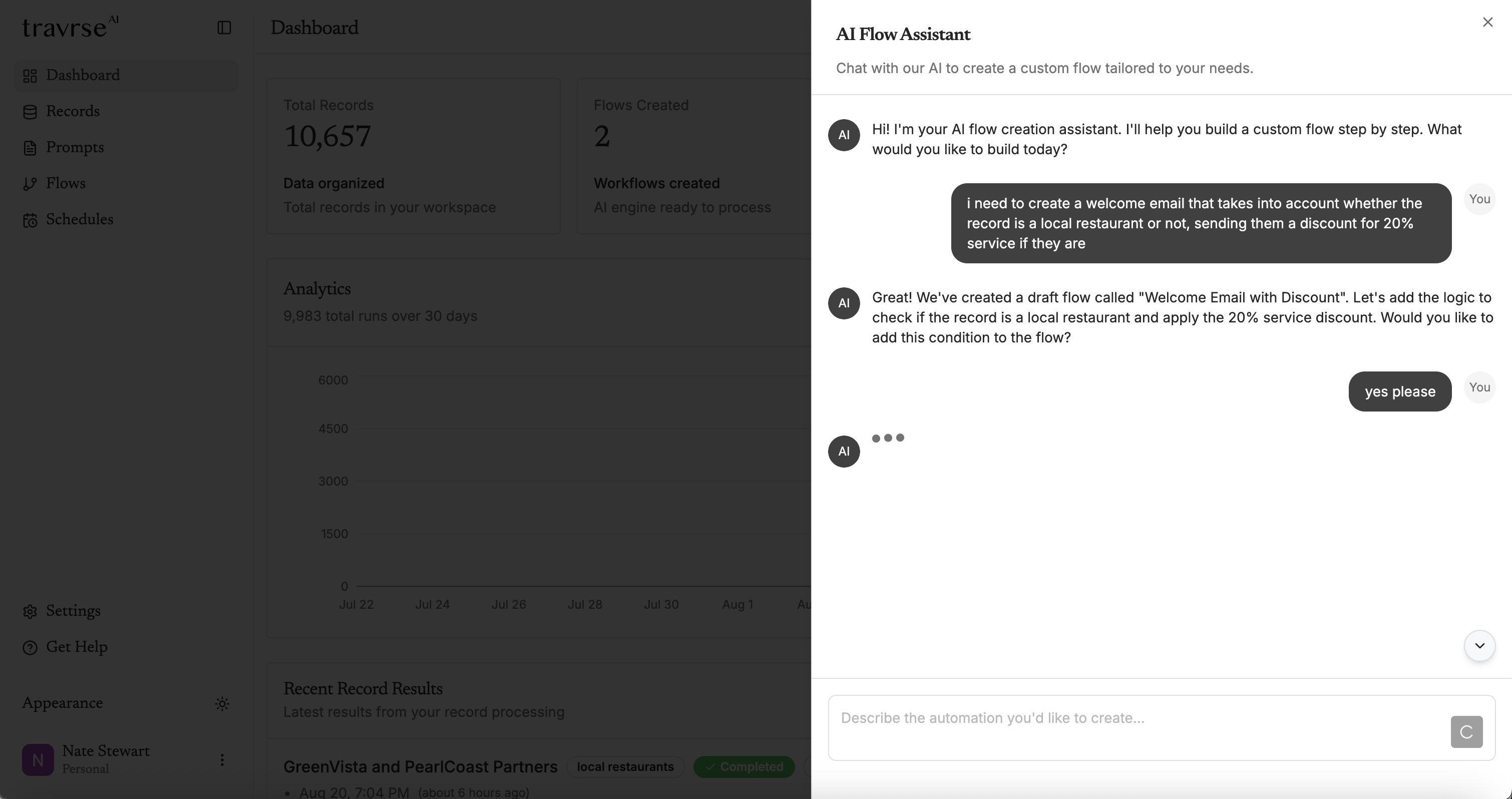 Runtype AI Assistant interface