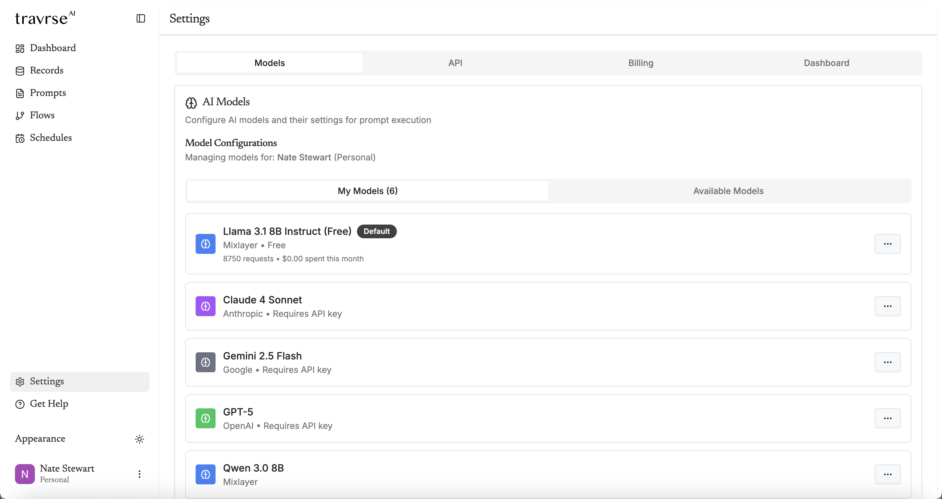 Runtype Model Configuration interface